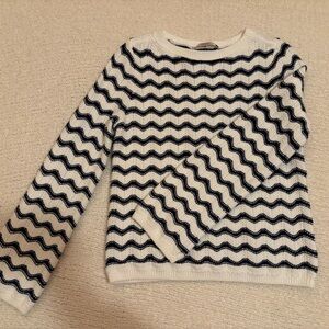 LOFT Navy and White Knit Sweater
